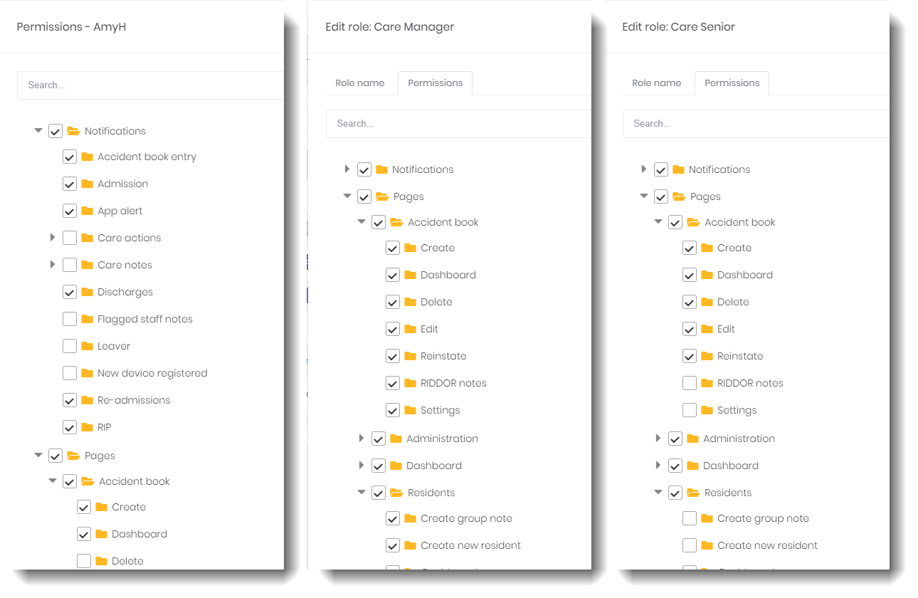 Role and user based permissions, click for more detail