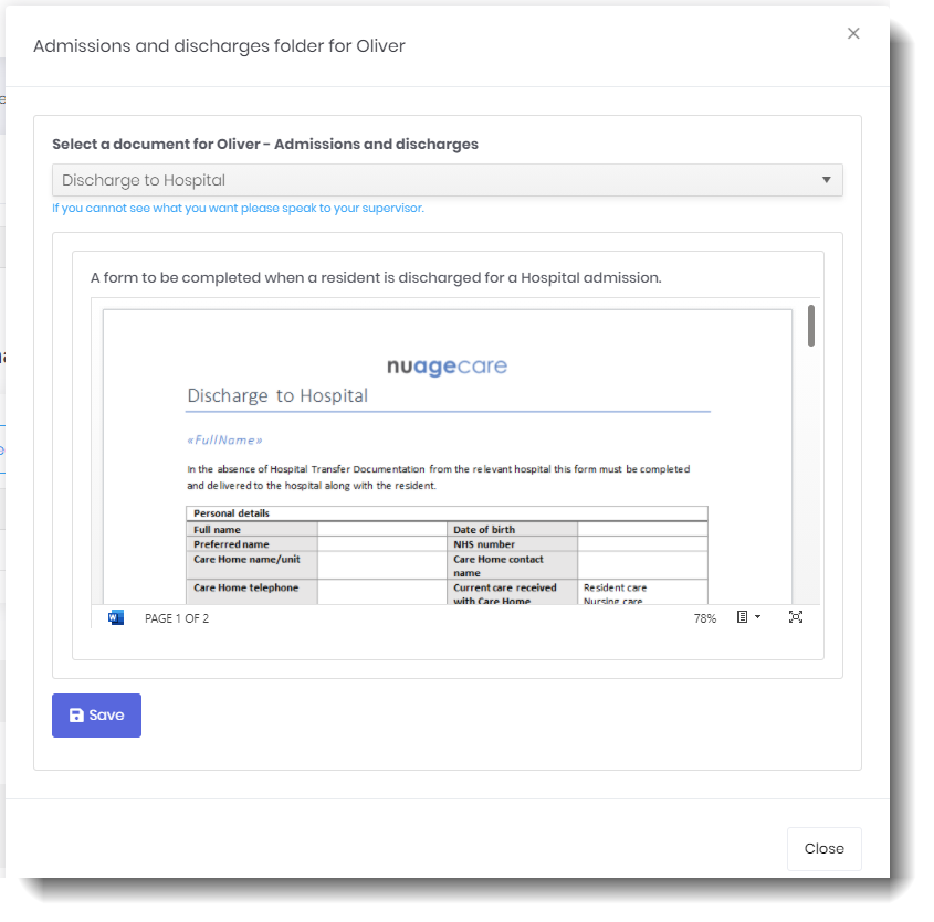 optional document for a resident