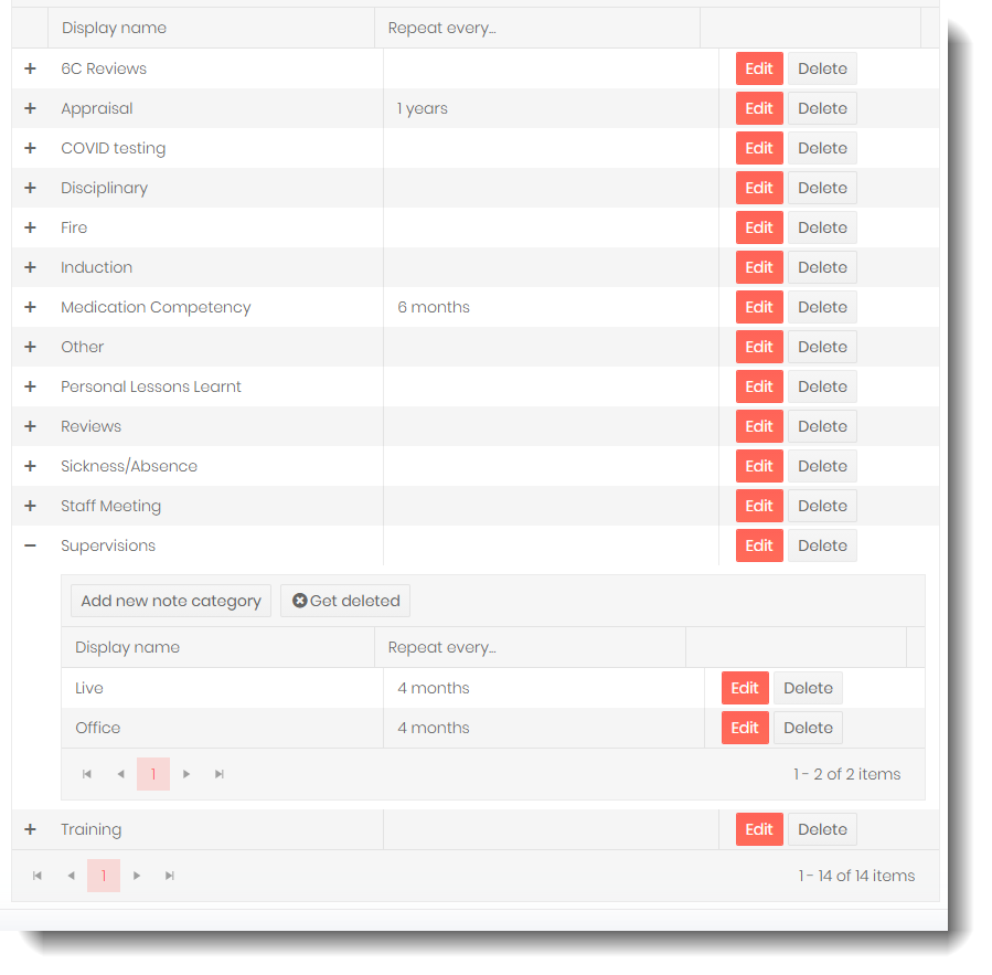 setting schedules using review categories, click for more detail